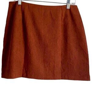 Shein Mini Skirt Burnt Orange Full Back Zipper Size Large